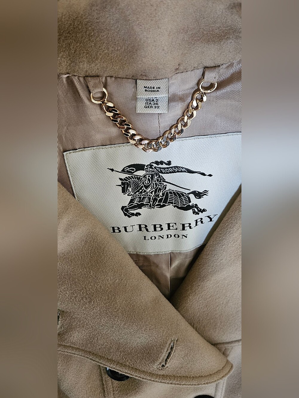 Burberry Prorsum Wool & Cashmere Double Breasted Trench Coat (USA 2/Camel/Tan) - Picture 9 of 13